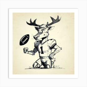 Deer Football Player 4 Art Print