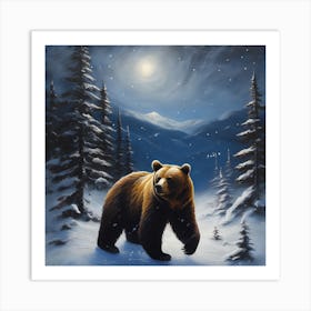 Bear In The Snow 1 Art Print