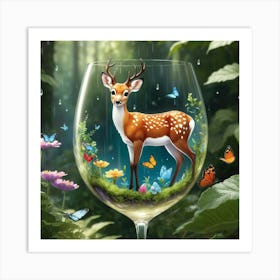 Deer In A Wine Glass Art Print