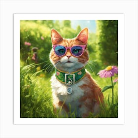 Cat In Sunglasses Art Print