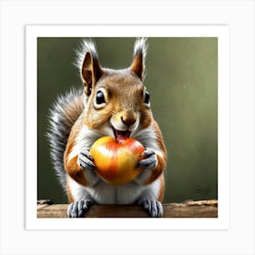 Squirrel Eating Apple 1 Art Print