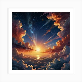 Sunset Over Clouds 4 Art Print