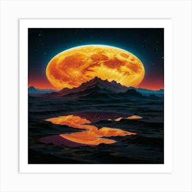 Moon Reflected In Water Art Print