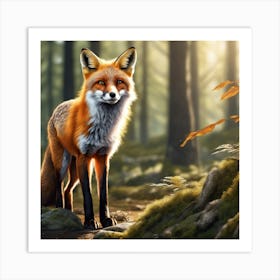 Fox In The Forest 99 Art Print