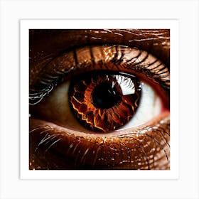 Brown Eye Human Close Up Pupil Iris Vision Gaze Look Stare Sight Close Macro Detailed (1) Art Print