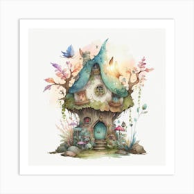 Watercolor Fantasy Fairy House Art Print