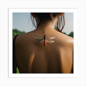 Mosquito On Woman'S Back Art Print