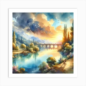 Sunset By The River 10 Art Print