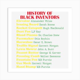 History Of Black Inventors Black History Month Art Print