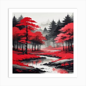 Red Forest Art Print