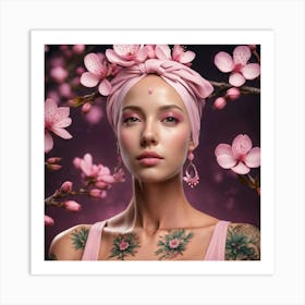 Beautiful Woman With Tattoos Art Print