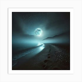 Moonlight On The Beach.AI Art Print