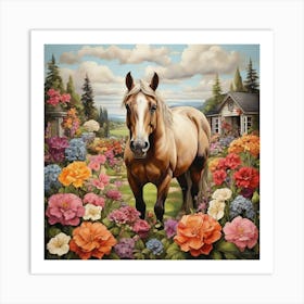 Horse In The Garden art Art Print