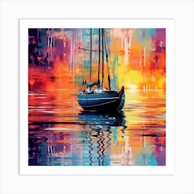 Sailboat At Sunset 13 Art Print