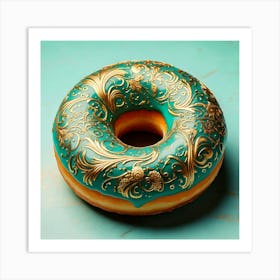 Firefly Ornate Turquoise Donut With Gold Floral Patterns 20356 (2) Art Print