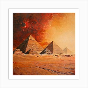 A Pyramids Of Giza Oil Painting Illustration 1719955498 1 Art Print