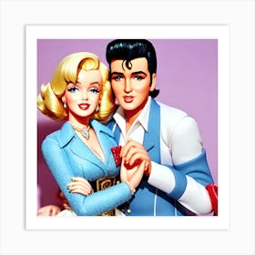 Marilyn Monroe Barbie and Elvis Presley Ken Art Print