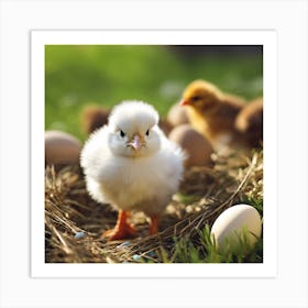 Little Chicks In The Nest Art Print