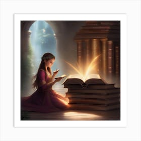 Girl Reading A Book 1 Art Print