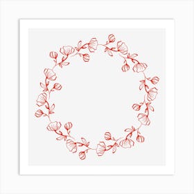 Red Flower Wreath Art Print