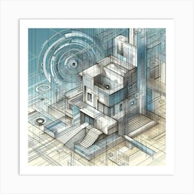 Futuristic Architecture Abstract Painting Art Print