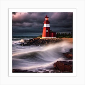 Lighthouse At Dusk Art Print