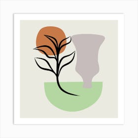 Vase And A Plant Art Print