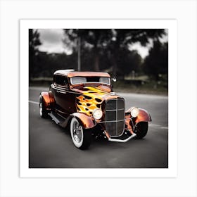 57731 Vintage Hot Rod With Custom Flame Paint Job, Captu Xl 1024 V1 0 Art Print