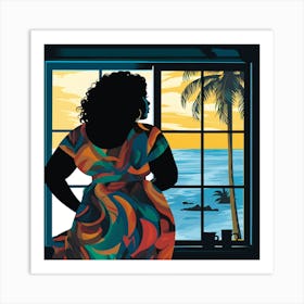 Woman Looking Out A Window Art Print