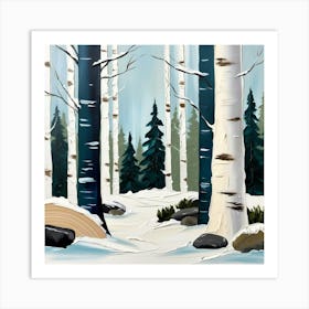 Birch Trees In Winter Art Print