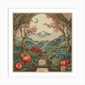 Garden In The Moonlight Art Print