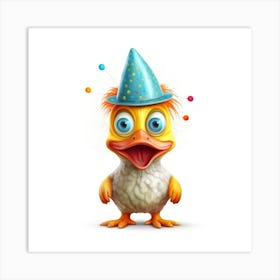 Duck In A Party Hat Art Print