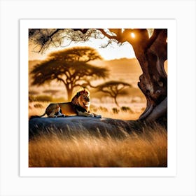 Lion In The Savannah 16 Art Print