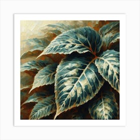 Blue Leaf Painting Art Print