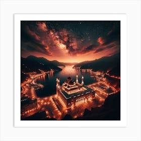 Muslim Mosque At Night Art Print