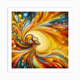 A visualization representing immense joy. Use vibrant colors, such as yellows and oranges, coming together in dynamic shapes to convey joy and celebration. 3 Art Print