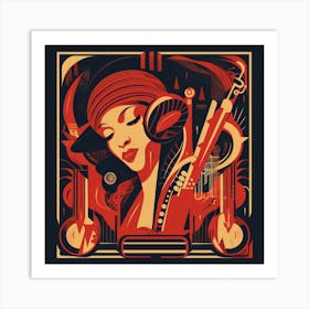 Art Deco inspired poster for a jazz club Art Print