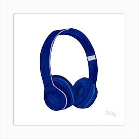 Blue Headphones Art Print