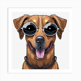 Dog With Sunglasses Art Print