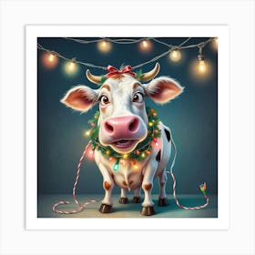 Christmas Cow 2 Art Print