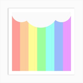 Rainbow Cloud Background Pastel Template Multi Coloured Abstract Art Print