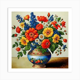 Antique Flowers 30x30in 9000x9000px 57 Art Print