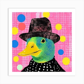 Duck In A Hat Colourful Geometric 4 Art Print