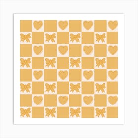 Gold Bow Checkered Print Art Print