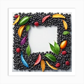 Black Beans Frame On White Background Art Print