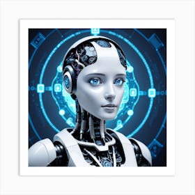 Robot Woman With Blue Eyes 2 Art Print