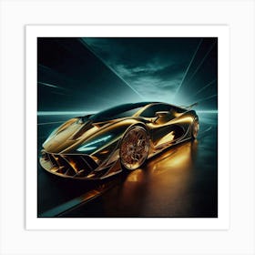 Golden Lamborghini 31 Art Print