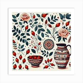 Scandinavian Art, Rosehip berries 3 Art Print