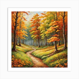 Forest In Autumn In Minimalist Style Square Composition 167 Art Print