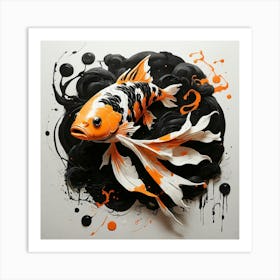 Default One K Fish In Calligraphy Style Splash Effects Ink Blo 1 Art Print